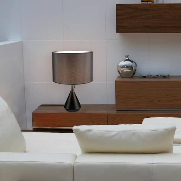 Kara 23.05 in. Black Table Lamp with Black Fabric Shade and CEC Title 20 LED Bulb Included