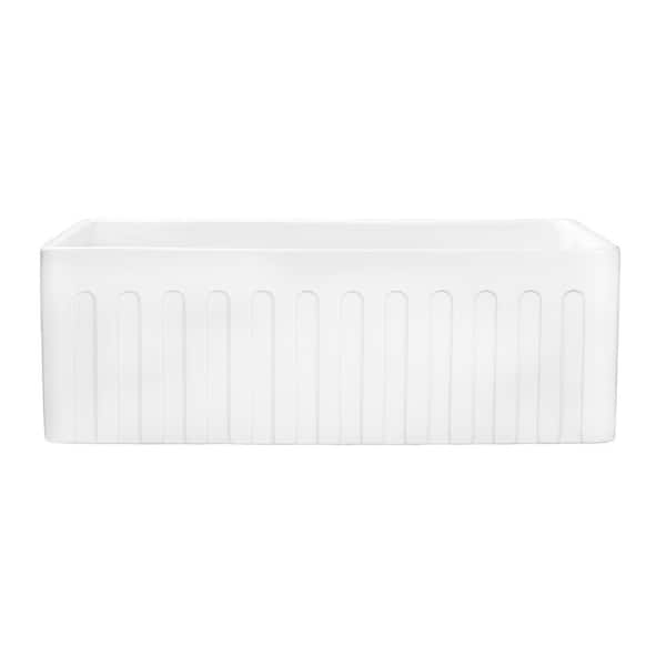30 in. x 20 in. Fireclay Reversible Farmhouse Apron-Front Single Bowl Kitchen Sink in White