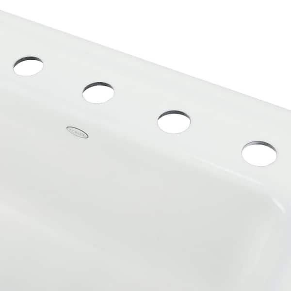 Mayfield White Cast Iron 25 in. 4-Hole Single Bowl Drop-in Kitchen Sink