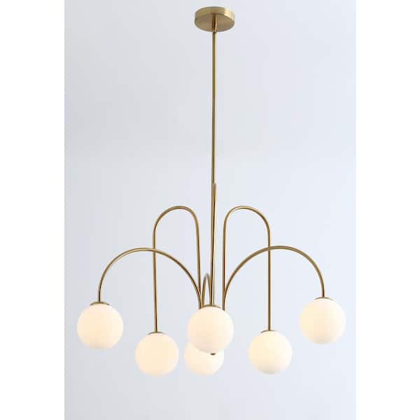 6-Light Golden Modern Empire Chandelier Candle Pendant Light Fixture With Glass Shade