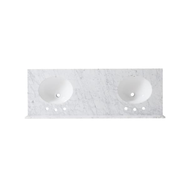 Roseland 5 ft. Marble Solid Surface Countertop with Sink in Carrara White