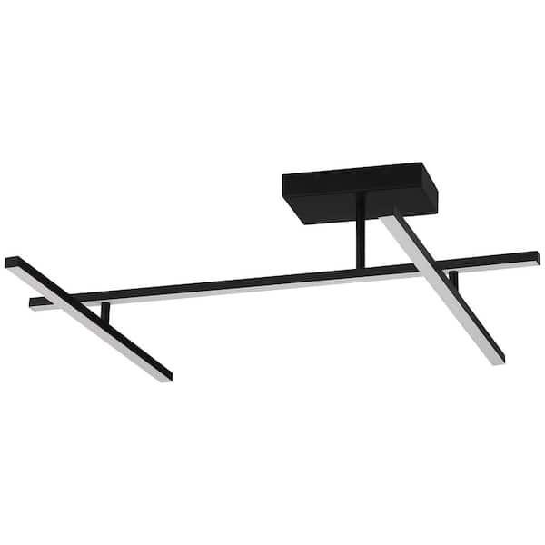 Duo 4.75 in. 1-Light Matte Black LED Semi-Flush Mount 29-Watt