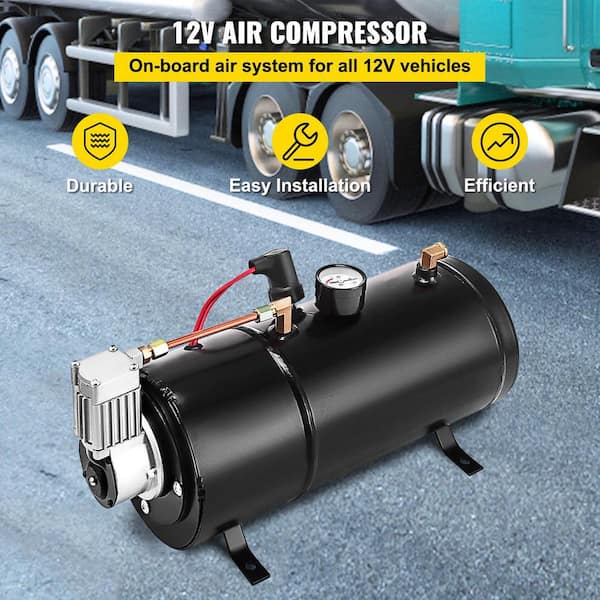 Air Compressor 120 PSI 12-Volt Train Horn Kit with Tank Pump For Air Horn BAGS Vehicle US