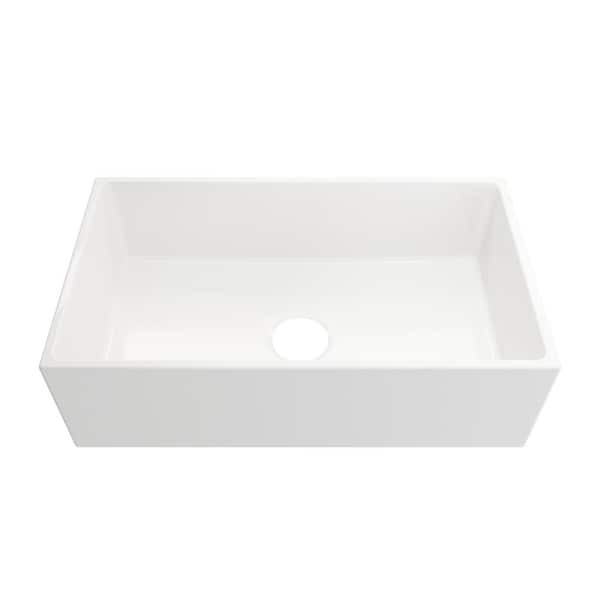 Farmhouse Apron-Front Fireclay 33 in. Single Bowl Kitchen Sink in White with Bottom Grid
