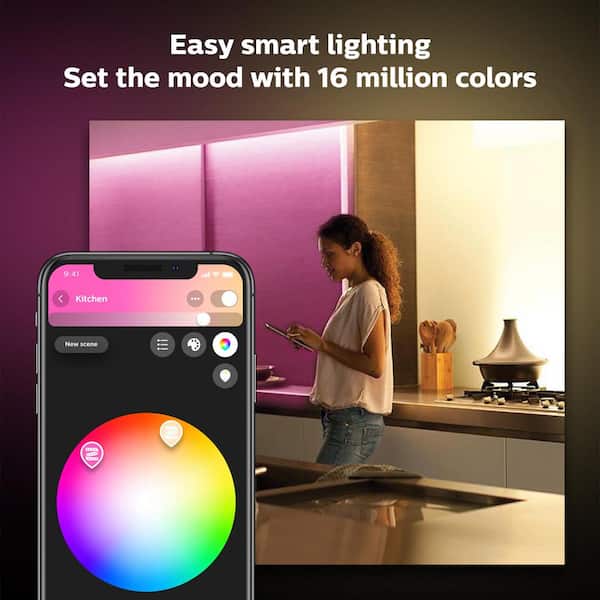 6.6 ft. LED Smart Color Changing Lightstrip Starter Kit and Hue Bridge (1-Pack)