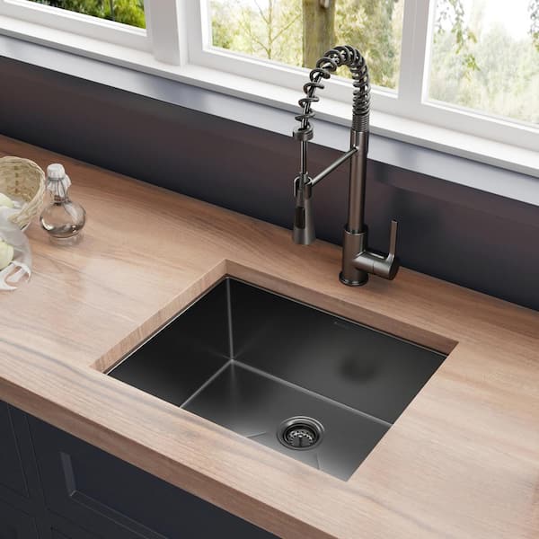 Gunmetal Black Stainless Steel 23 in. 18-Gauge Single Bowl Undermount Bar Sink