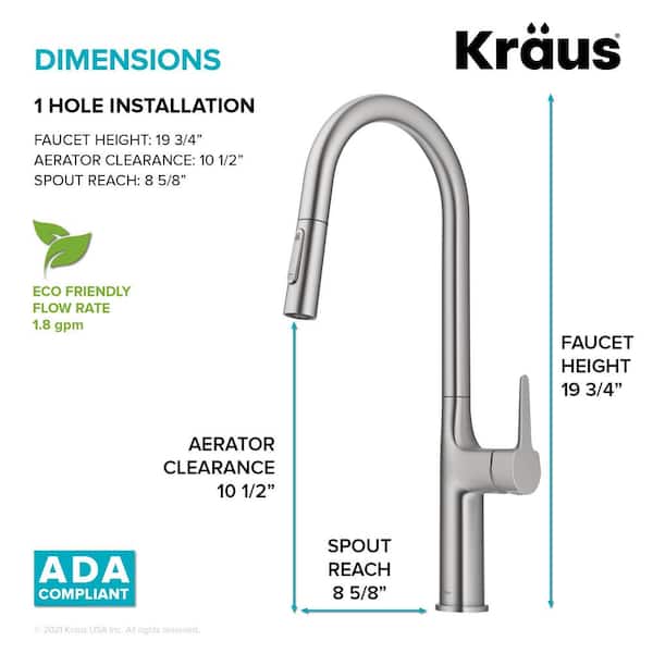 Oletto Single Handle Pull Down Sprayer Kitchen Faucet in Spot Free Stainless Steel