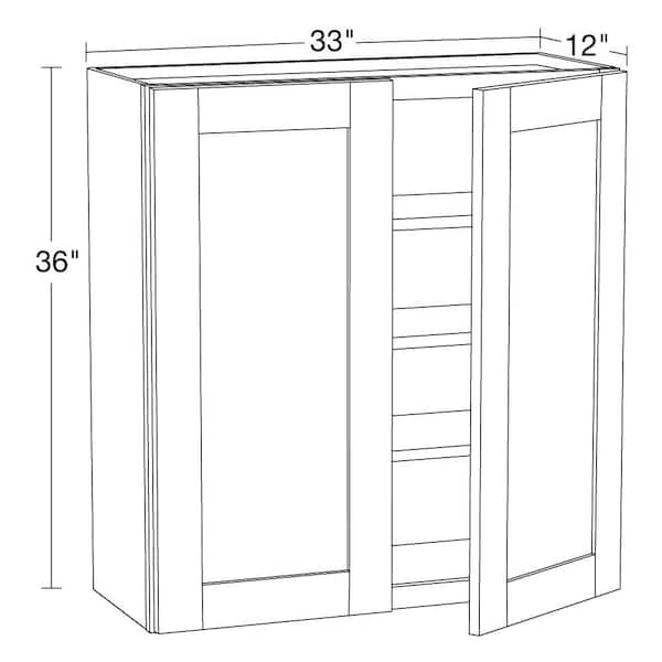 Arlington Vesper White Plywood Shaker Stock Assembled Wall Kitchen Cabinet Soft Close 33 in W x 12 in D x 36 in H