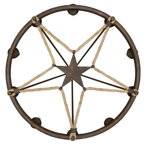Stokes 10-Light Dark Rust Wagon Wheel Chandelier