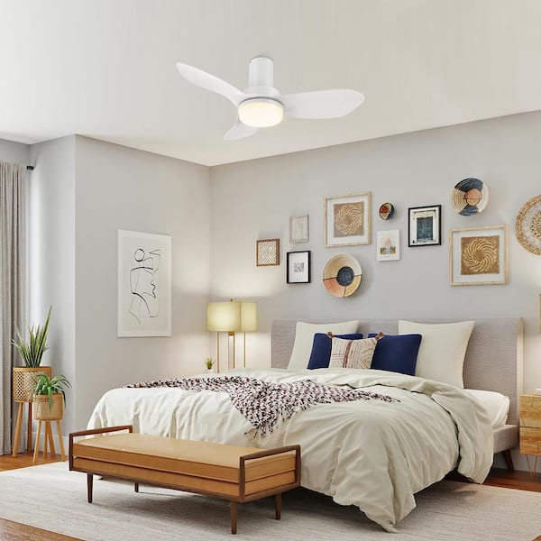 Nefyn 36 in. Color Changing Integrated LED Indoor Matte White 10-Speed DC Ceiling Fan with Light Kit and Remote Control