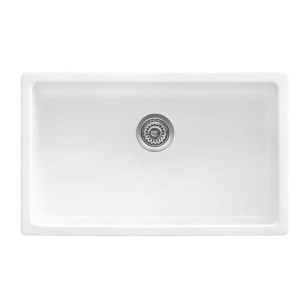 30 in. Single Bowl Dualmount Fireclay Kitchen Sink in White