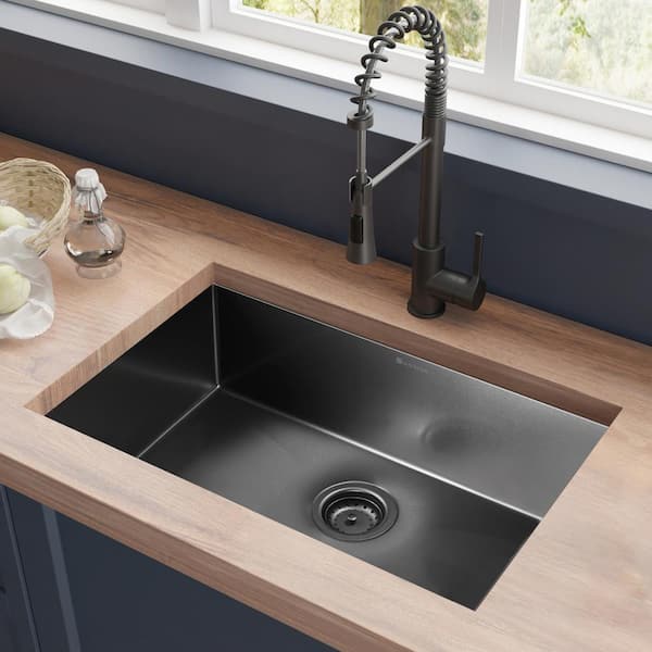 Gunmetal Black Stainless Steel 31 in. 18-Gauge Single Bowl Undermount Kitchen Sink