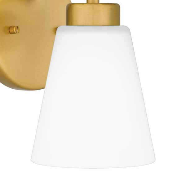 Eastburn 1-Light Gold Wall Sconce with Frosted Glass Shade