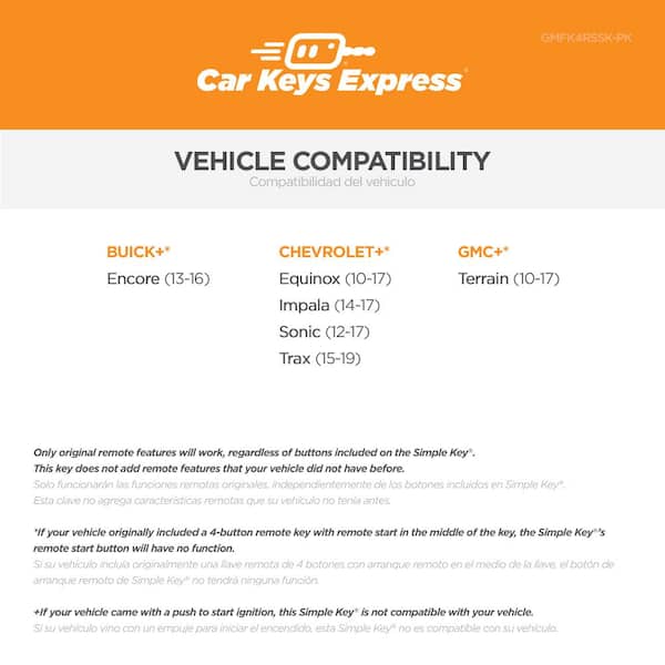 GM Simple Key - 4 Button Flip Key with Remote Start