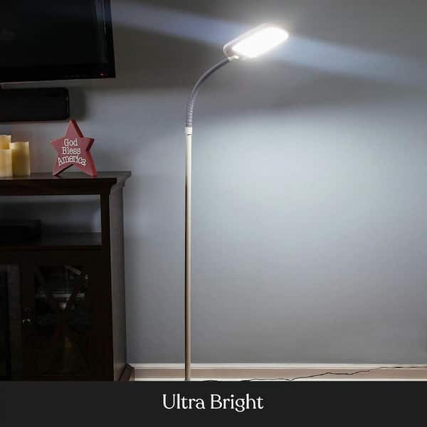 LitespanSlim 55 in. White LED Arc Floor Lamp with Adjustable Gooseneck