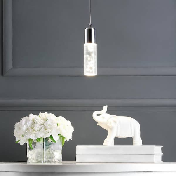 Bolha 4.75 in. 1-Light Bubble Acrylic/Iron Modern Minimalist Integrated LED Chrome Pendant