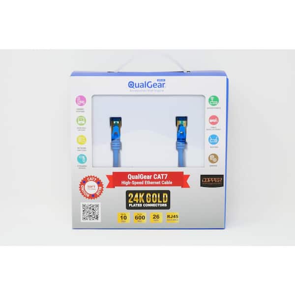 CAT 7R S/FTP Ethernet Cable Length 50 ft.- 26 AWG, 10 Gbps, Gold Plated Contacts, RJ45,99.99% OFC Copper, Blue