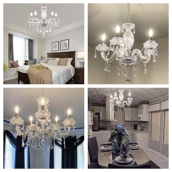 Atlanta 5 -Light Candle Style Traditional Chandelier with Crystal Accents