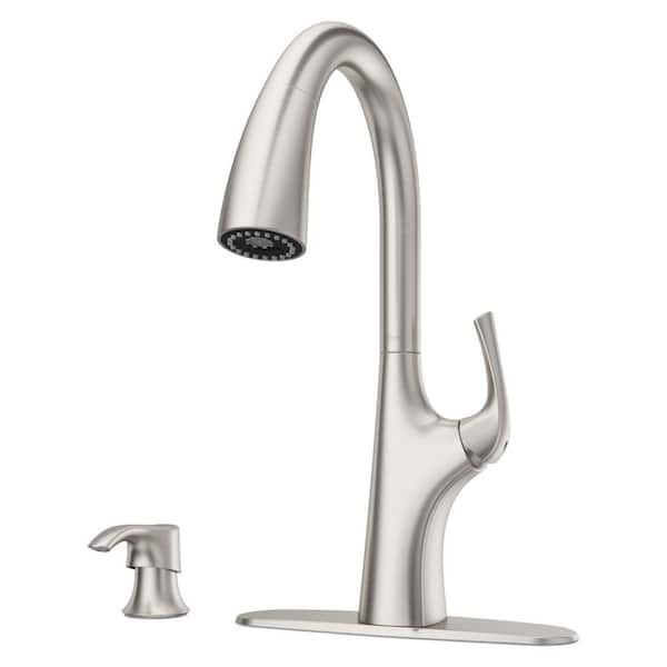 Ladera Single-Handle Pull Down Sprayer Kitchen Faucet with Soap Dispenser in Spot Defense Stainless Steel