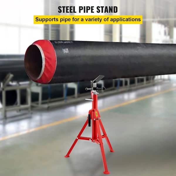 V Head Pipe Stand 24 in. to 42 in. Adjustable Height Steel Pipe Jack Stands 2500 lbs. Load for 1/8 in. to 12 in. Pipe
