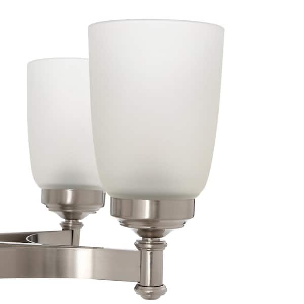 5-Light Brushed Nickel Chandelier with Frosted Glass Shades