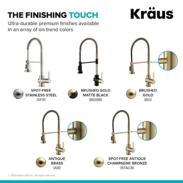 Britt Single Handle Commercial Style Kitchen Faucet in Spot Free Antique Champagne Bronze