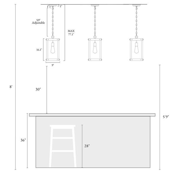 Black Rustic Wood Cage Pendant Light 1-Light Farmhouse Lantern Kitchen Island Pendant Lighting