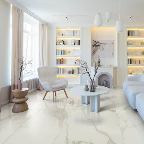 Calacatta Kofi White 35 in. x 35 in. Polished Porcelain Floor and Wall Tile (17.01 sq. ft./Case)