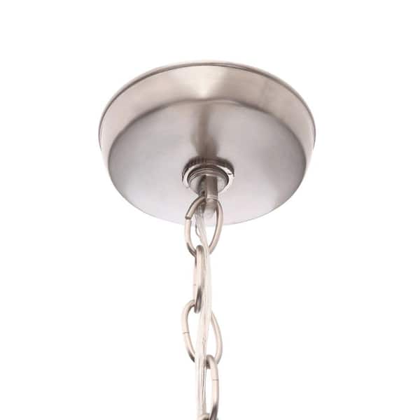 Bay Court Collection 1-Light Brushed Nickel Foyer Pendant with Etched Opal Glass