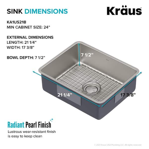 Dex 21 in. Undermount 16-Gauge Stainless Steel Single Bowl Kitchen Sink