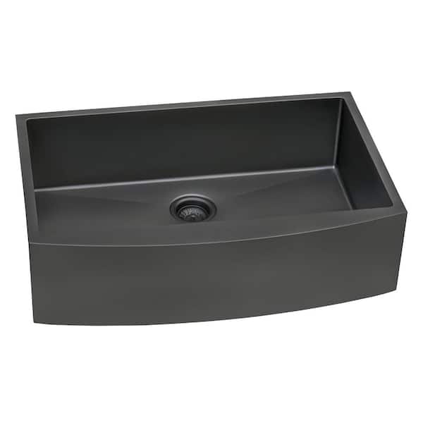 Farmhouse Apron-Front Stainless Steel 30 in. Single Bowl Kitchen Sink in Gunmetal Black Matte