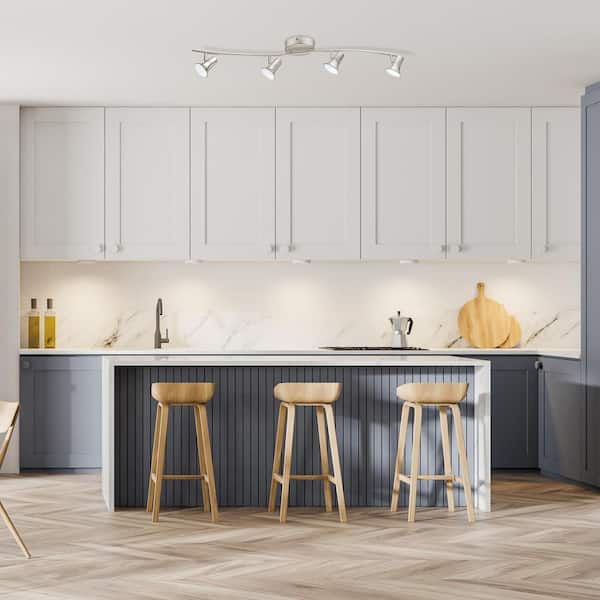 Jumilla 38.19 in. 4-Light Matte Nickel Dimmable Integrated LED Track Lighting Kit with Adjustable Heads