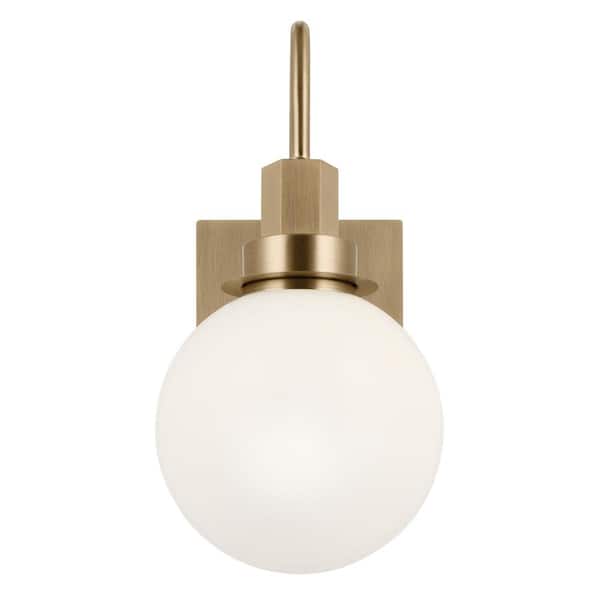 Hex 11.5 in. 1-Light Champagne Bronze Bathroom Wall Sconce Light with Opal Glass Shade