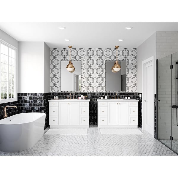 Designer Series Melvern Assembled 36x34.5x23.75 in. Accessible ADA Sink Base Kitchen Cabinet in White