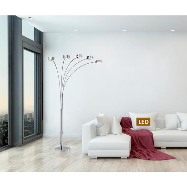 Micah Plus 88 in. Chrome LED Arched Floor Lamp with Dimmer