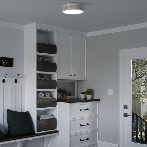 Ahoy 12.75 in. Antique Polished Nickel LED Flush Mount