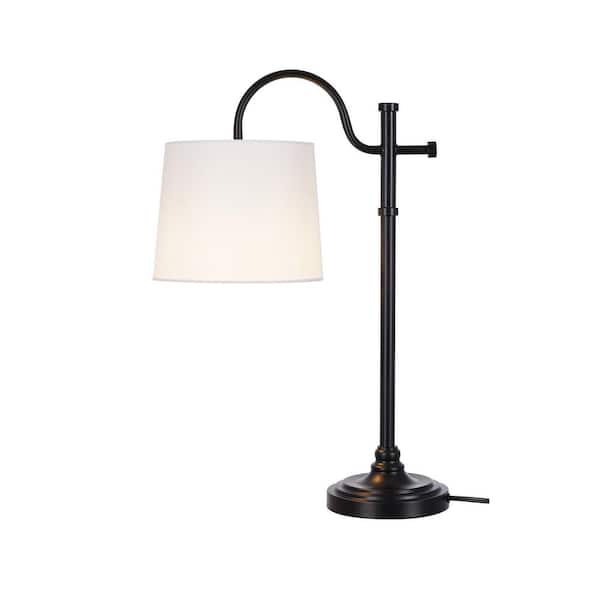 Carver 21 in. Black Downbridge Table Lamp with White Shade