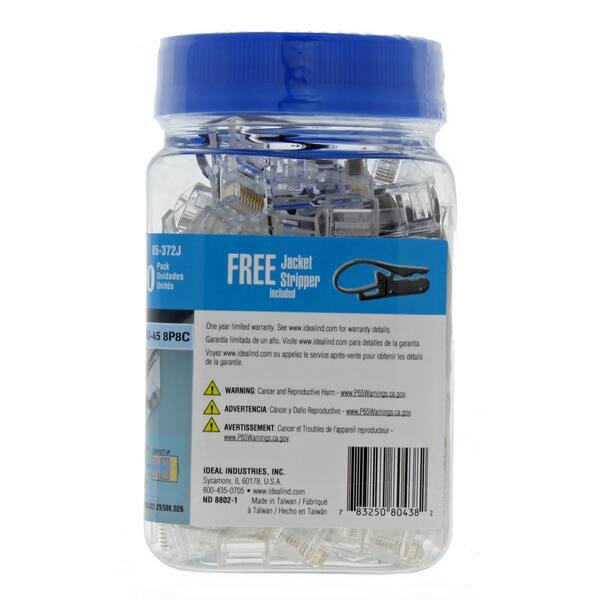 CAT5e Feed-Thru Modular Plugs, 100/Jar