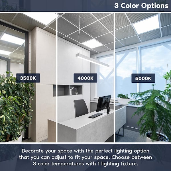 2x2 FT 3750/4375/5000 Lumens Integrated LED Panel Light 3 Color Options 3500K/4000K/5000K Dimmable 30/35/40W 16-Pack