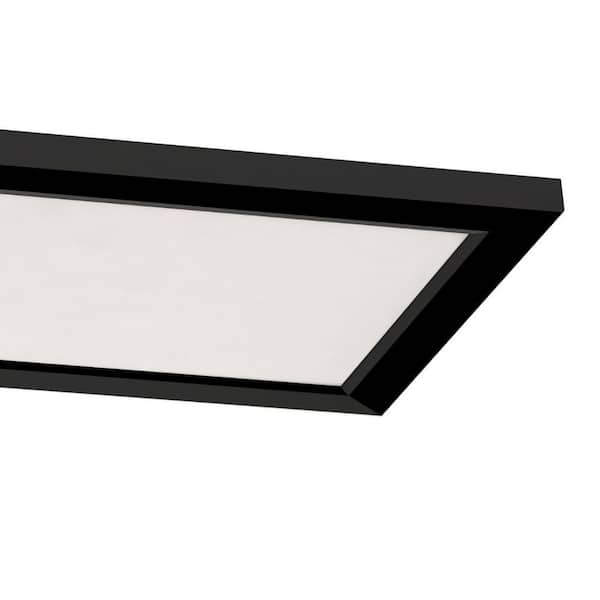 Lugano 12 in. 1-Light Black LED Flush Mount with White Acrylic Shade