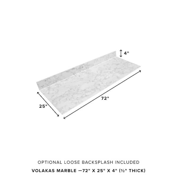 6 ft. L x 25 in. D Engineered Composite Countertop in Volakas Marble with Satin Finish