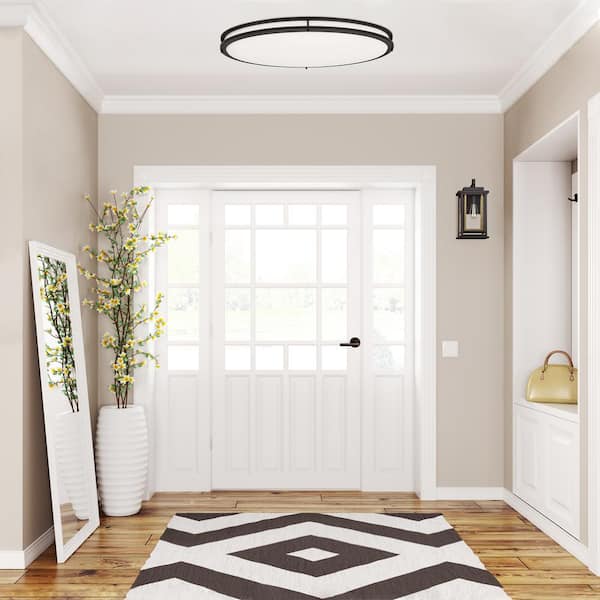 Owens 32.25 in. x 18 in. Integrated LED Flush Mount Ceiling Light in Matte Black