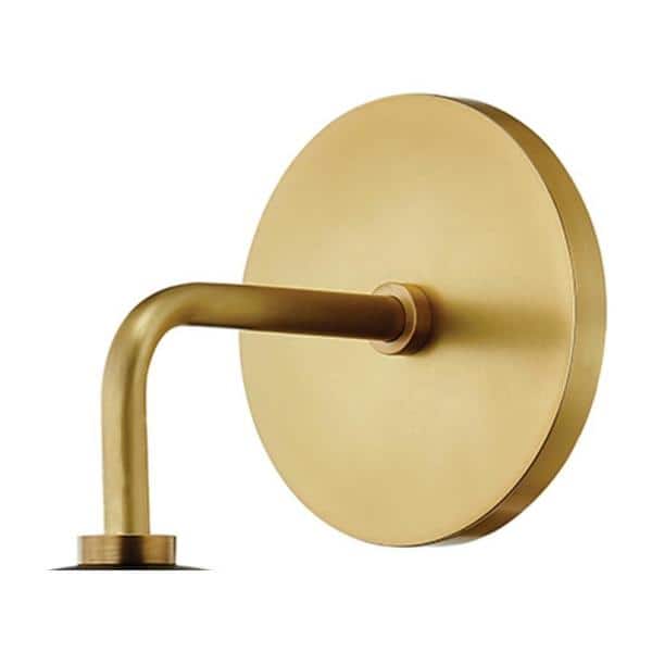 Renee 1-Light Aged Brass/Black Wall Sconce with Opal Glossy Shade