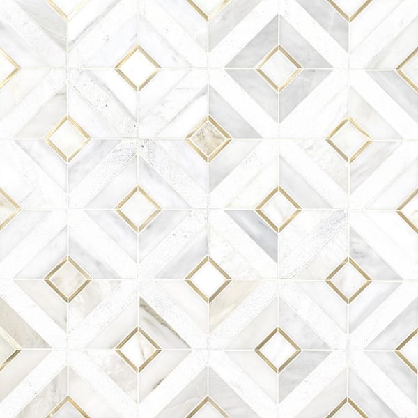 Verona Gold Pattern 11.85 in. x 11.85 in. Honed Multi-Surface Mesh-Mounted Mosaic Tile (9.8 sq. ft./Case)