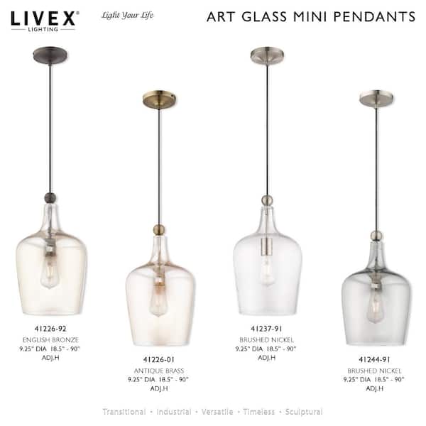 Art Glass Mini Pendants 1 Light Antique Brass Mini Pendant