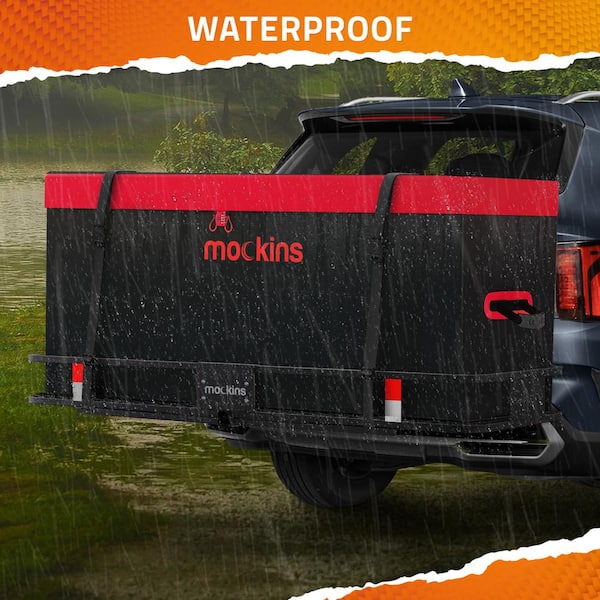 500lb Capacity Rustproof Hitch Mount Cargo Carrier 48inx18inx6in + 15 Cu.ft Waterproof Cargo Bag and Packing Cubes, Red