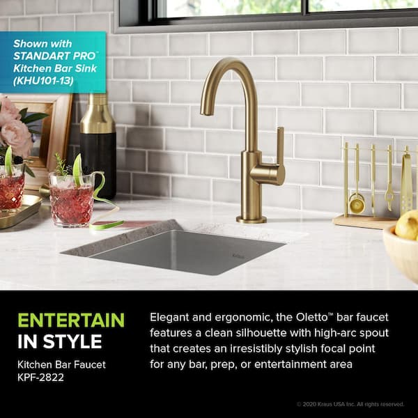 Oletto Single-Handle Kitchen Bar Faucet in Brushed Brass
