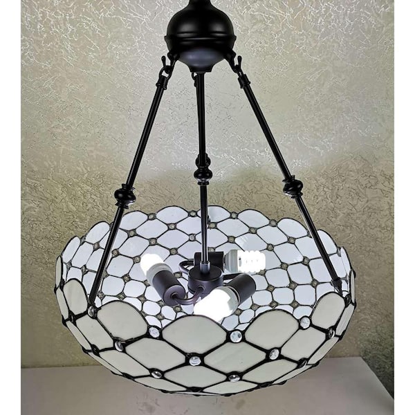 3-Light Tiffany Style Jeweled Hanging Pendant