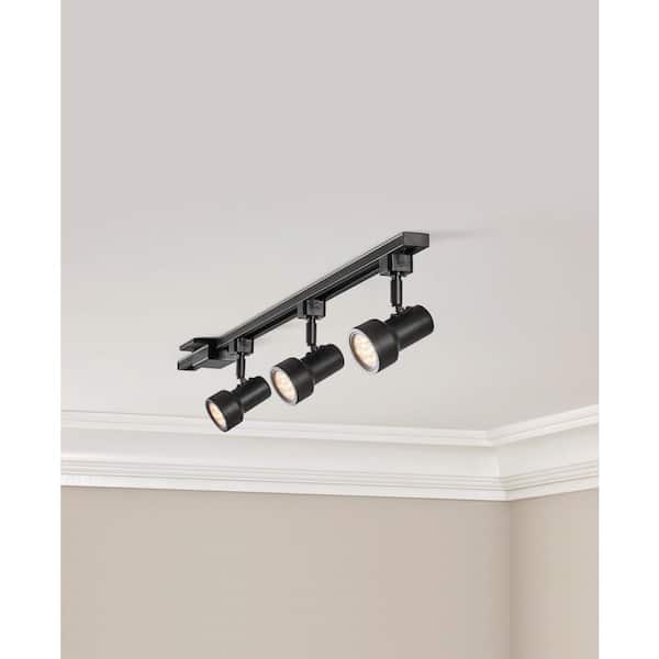 3-Light Mini Step 44 in. Black Integrated LED Linear Track Lighting Kit