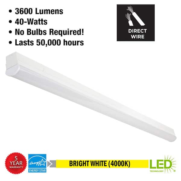 4 ft LED Garage Workshop Ceiling Strip Light Fixture Shop Light Hardwire 3600 Lumens 4000K Bright White